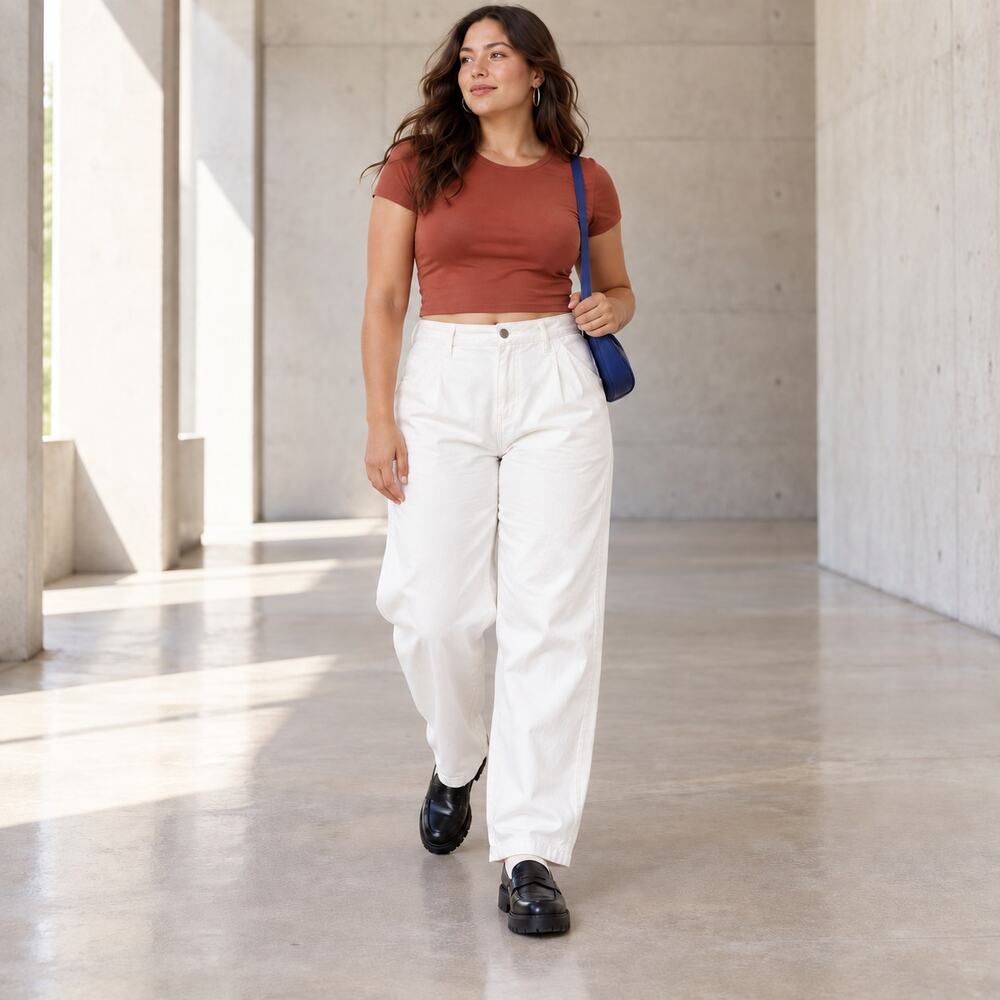 Madewell Jeans WMNS 33 White High Rise Baggy Straight Rigid Denim Scandi Style